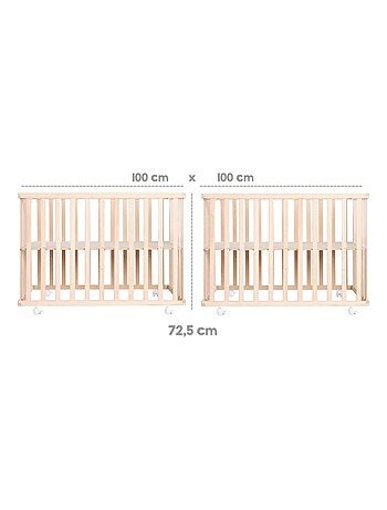 Parc bébé en bois massif réglable + tapis carré étoilé 'little stars' - ROBA