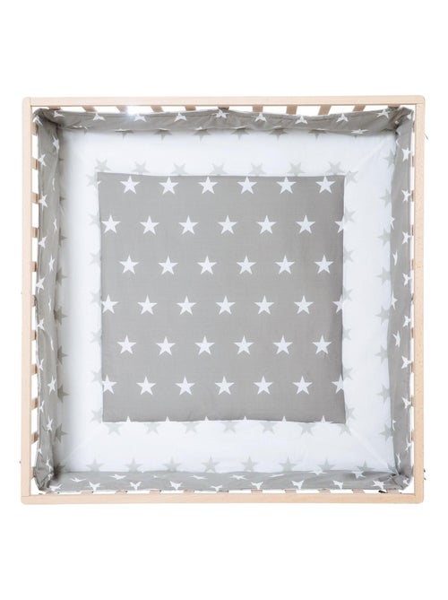 Parc bébé en bois massif réglable + tapis carré étoilé 'little stars' - ROBA - Kiabi