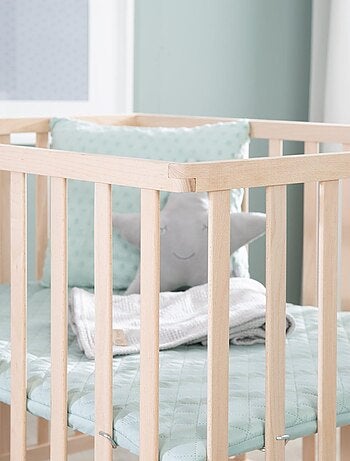 Parc bébé en hêtre massif bio avec tapis déperlant et roulettes 'Roba style' ROBA