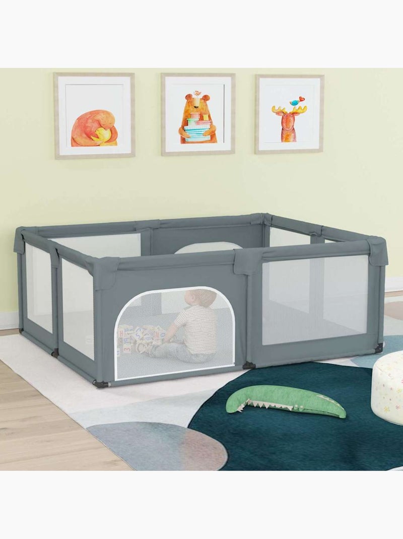 Parc bébé en maille respirante avec 2 portes à fermeture éclair - vidaxl Gris clair - Kiabi