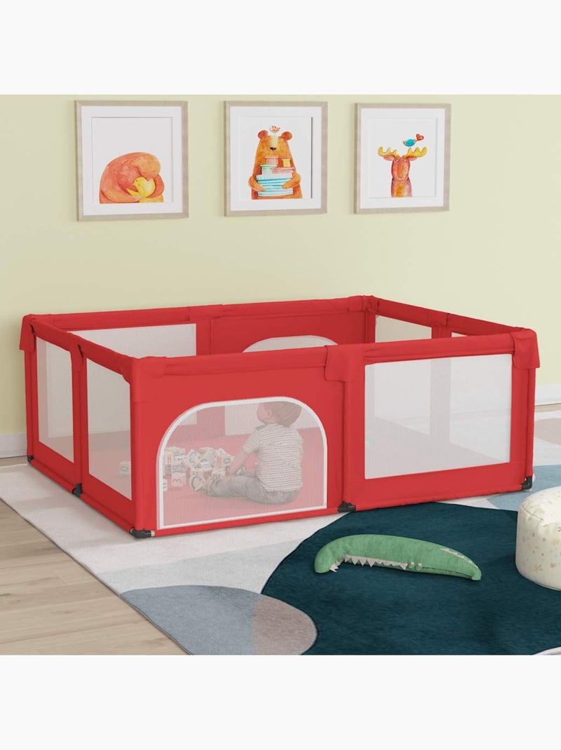 Parc bébé en maille respirante avec 2 portes à fermeture éclair - vidaxl Rouge - Kiabi