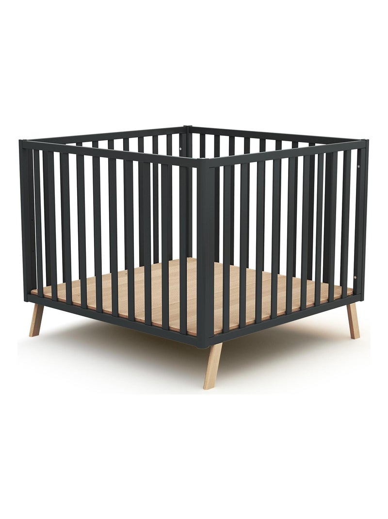 Parc bébé évolutif en bois CONFORT gris anthracite - Kiabi