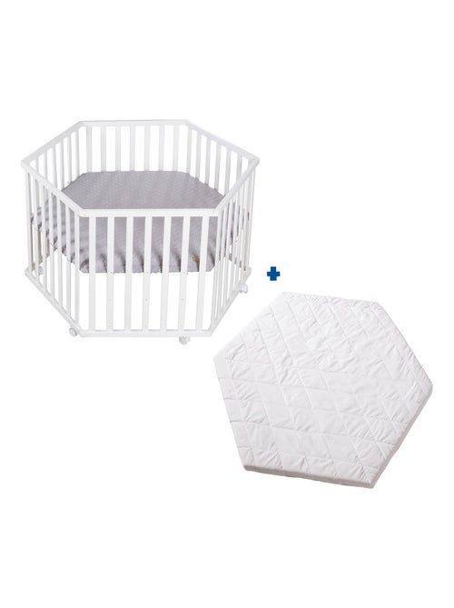 Parc bébé hexagonal en bois avec tapis déperlant et matelas déhoussable 'Roba Style' ROBA - Kiabi Parc bébé hexagonal en bois avec tapis déperlant et matelas déhoussable 'Roba Style' ROBA - Kiabi