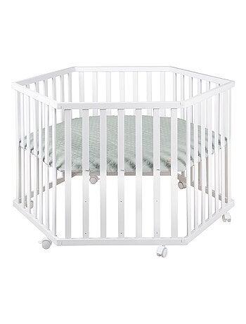 Parc bébé hexagonal en bois réglable avec tapis déperlant 'roba Style' ROBA