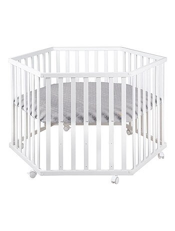 Parc bébé hexagonal en bois réglable avec tapis déperlant 'roba Style' ROBA