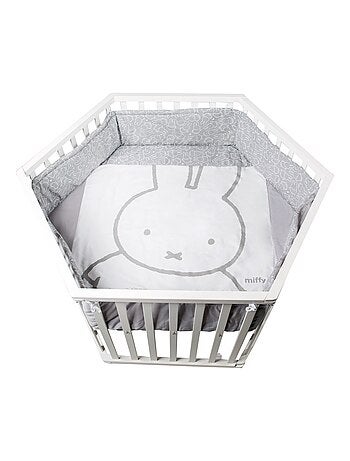 Parc bébé hexagonal en bois réglable avec tapis 'Miffy' ROBA