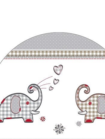 Parc bébé hexagonal en bois + tapis imprimé éléphant 'jumbotwins' ROBA