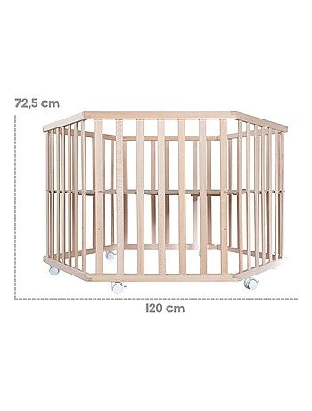 Parc bébé hexagonal en bois + tapis imprimé éléphant 'jumbotwins' ROBA