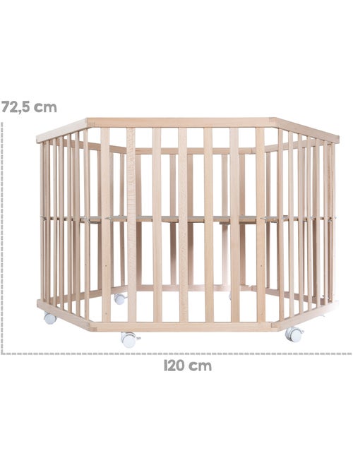 Parc bébé hexagonal en bois + tapis imprimé ourson 'Liebhabear' ROBA - Kiabi Parc bébé hexagonal en bois + tapis imprimé ourson 'Liebhabear' ROBA - Kiabi