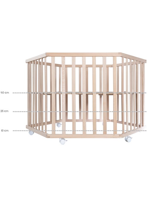 Parc bébé hexagonal en bois + tapis imprimé ourson 'Liebhabear' ROBA - Kiabi Parc bébé hexagonal en bois + tapis imprimé ourson 'Liebhabear' ROBA - Kiabi