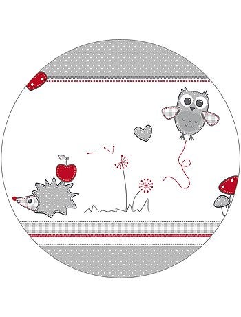 Parc bébé hexagonal en hêtre bio 'Cosiplay' + tapis imprimé hibou ROBA