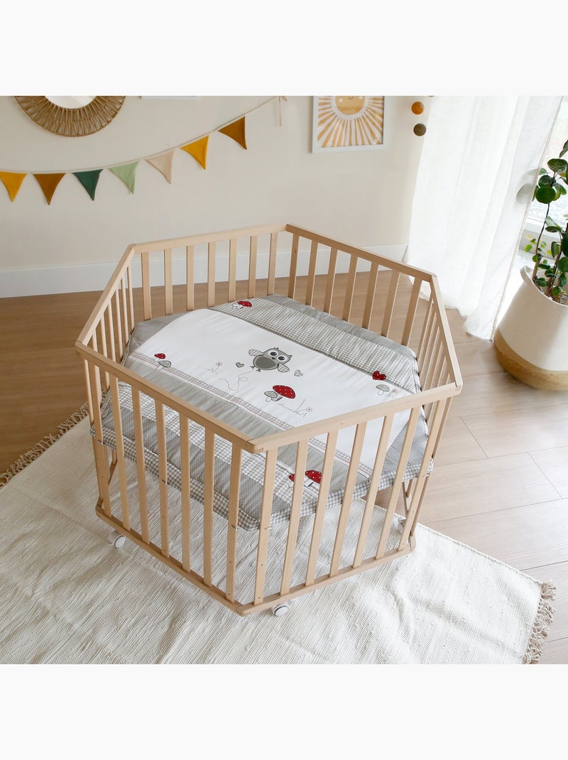 Parc bébé hexagonal minimaliste en bois naturel Adam & Eule Roba Beige - Kiabi