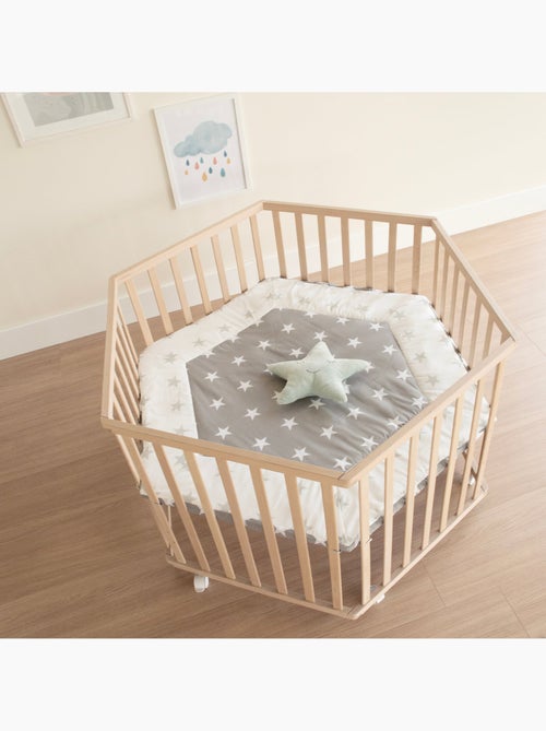 Parc bébé hexagonal minimaliste en bois naturel Little Stars Roba - Kiabi
