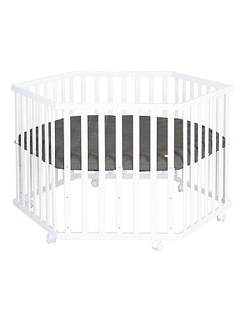Parc bébé hexagonal mobile avec Tapis matelassé en cuir végan 'Roba luxe'