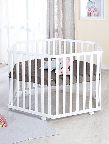 Parc bébé hexagonal mobile avec Tapis matelassé en cuir végan 'Roba luxe'