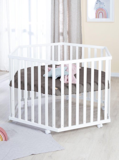 Parc bébé hexagonal mobile avec Tapis matelassé en cuir végan 'Roba luxe' - Kiabi