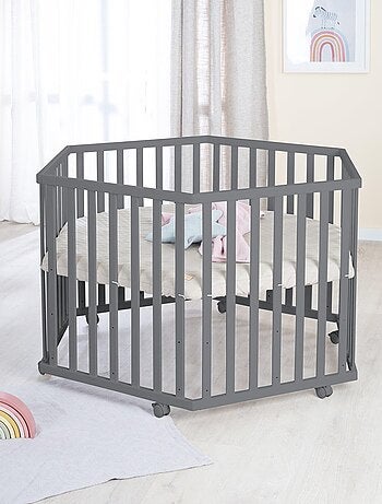 Parc bébé hexagonal mobile avec Tapis matelassé en cuir végan 'Roba luxe'