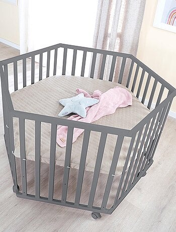 Parc bébé hexagonal mobile avec Tapis matelassé en cuir végan 'Roba luxe'