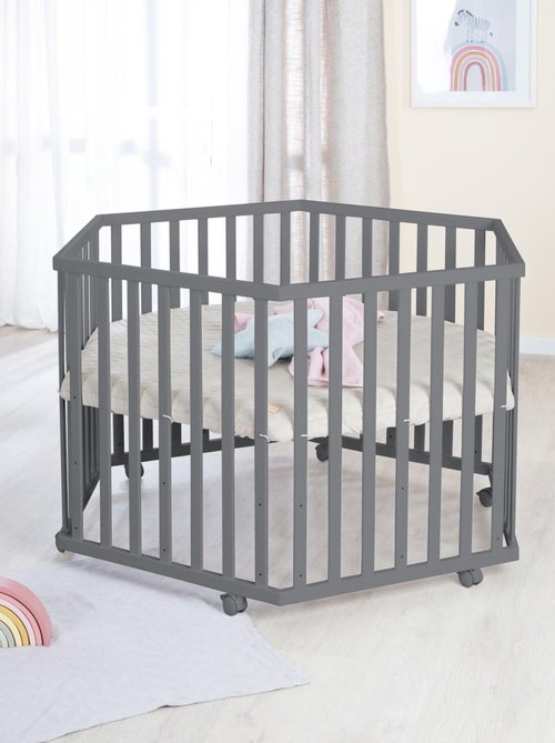Parc bébé hexagonal mobile avec Tapis matelassé en cuir végan 'Roba luxe' - Kiabi