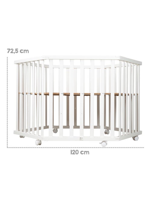 Parc bébé hexagonal mobile en bois avec tapis déperlant et matelas déhoussable 'Roba roba Style' - Kiabi