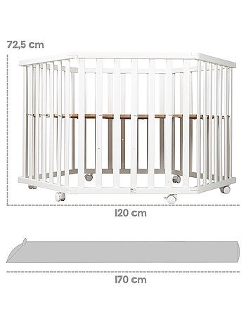 Parc bébé hexagonal mobile en bois avec tapis déperlant et traversin 'Roba roba Style'