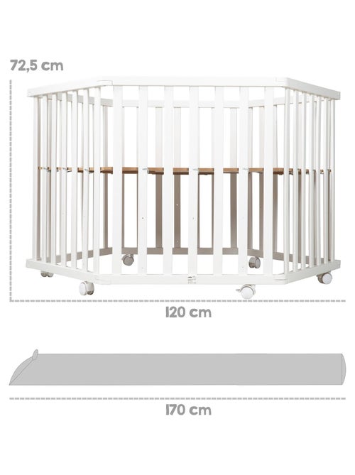 Parc bébé hexagonal mobile en bois avec tapis déperlant et traversin 'Roba roba Style' - Kiabi