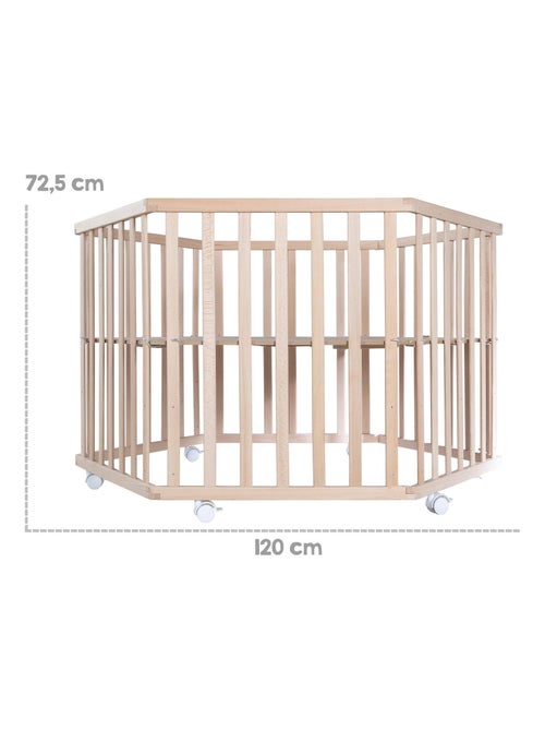 Parc bébé hexagonal mobile en hêtre massif bio avec Tapis déperlant 'Roba cosiplay' - Kiabi