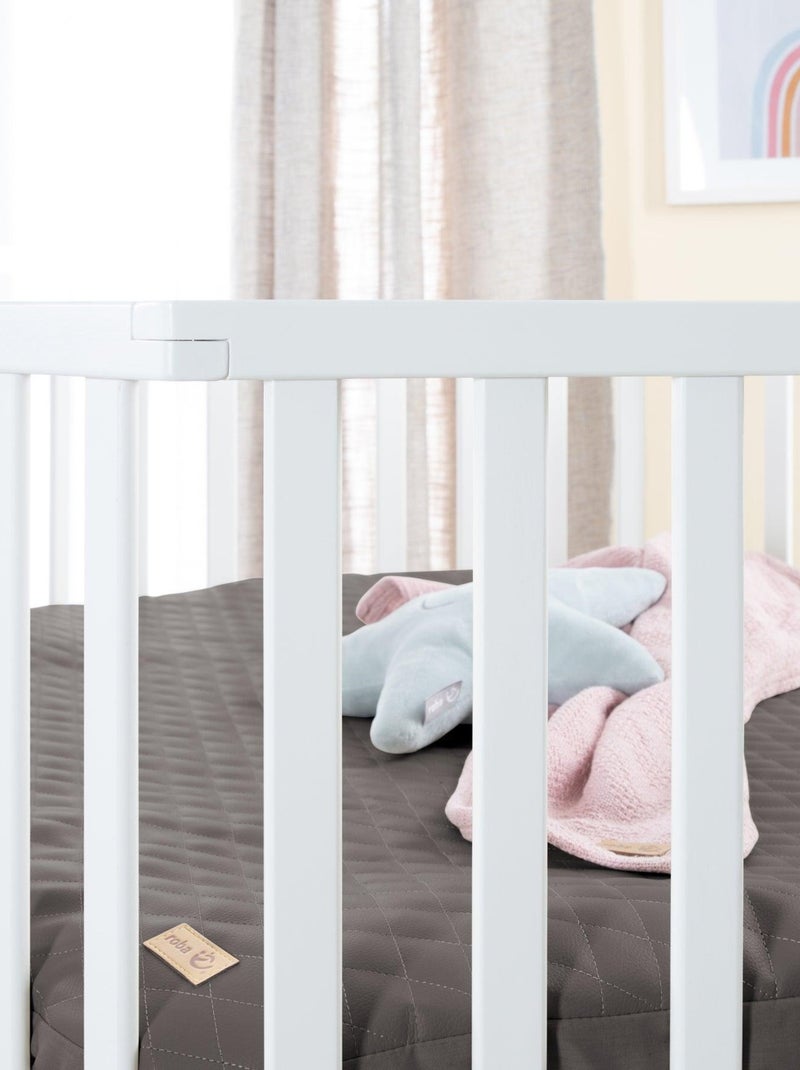 Parc bébé hexagonal + tapis déperlant en cuir végan luxe - ROBA 'luxe' Blanc Gris anthracite - Kiabi