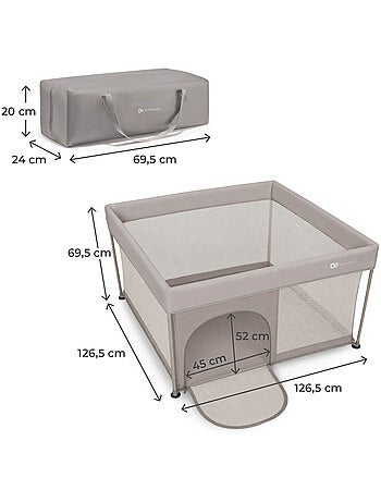 Parc bébé kinderkraft ZIKI pliable avec entrée zippée, maille respirante et cadre en acier