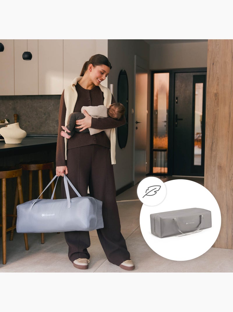 Parc bébé kinderkraft ZIKI pliable avec entrée zippée, maille respirante et cadre en acier Beige - Kiabi