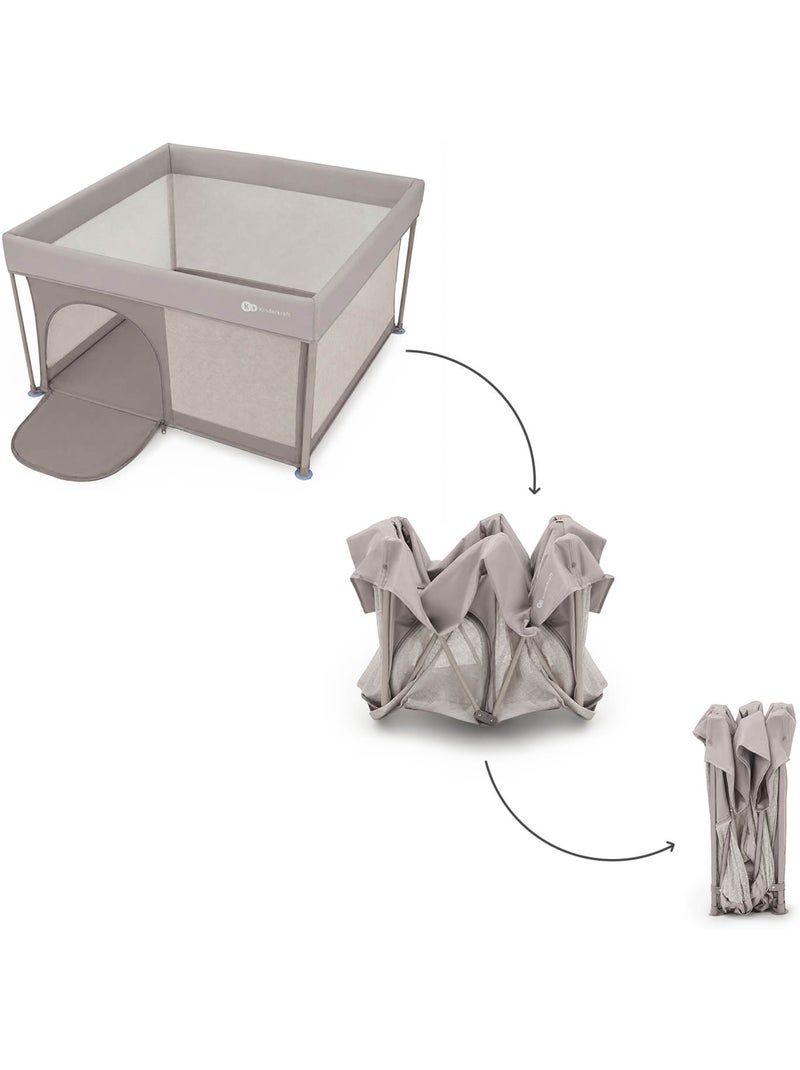 Parc bébé kinderkraft ZIKI pliable avec entrée zippée, maille respirante et cadre en acier Beige - Kiabi