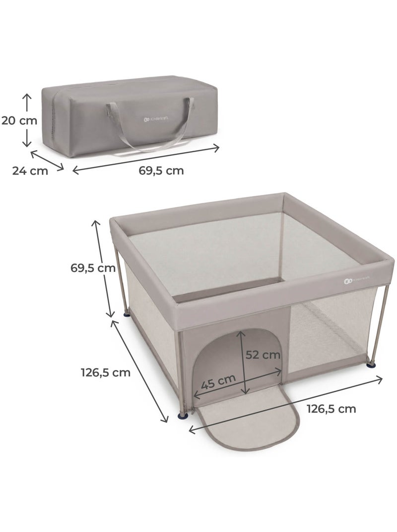 Parc bébé kinderkraft ZIKI pliable avec entrée zippée, maille respirante et cadre en acier Beige - Kiabi