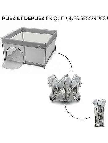 Parc bébé Kinderkraft ZIKI pliable avec entrée zippée, maille respirante et cadre en acier