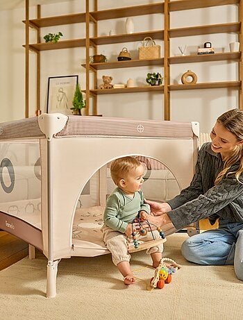 Parc Bébé LIONELO Bonnie - 100x96 cm - Matelas confortable - Roulettes - Sac de transport