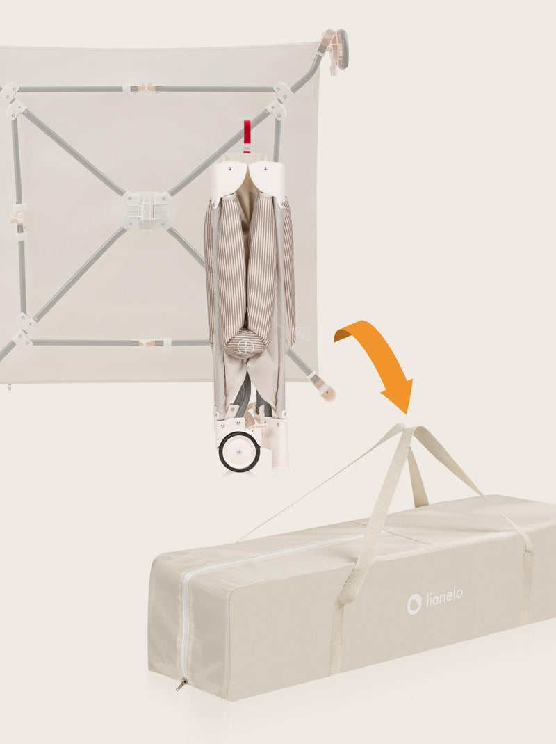 Parc Bébé LIONELO Bonnie - 100x96 cm - Matelas confortable - Roulettes - Sac de transport Beige - Kiabi