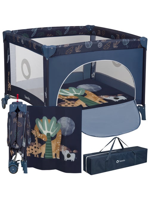 Parc Bébé LIONELO Bonnie - 100x96 cm - Matelas confortable - Roulettes - Sac de transport - Kiabi