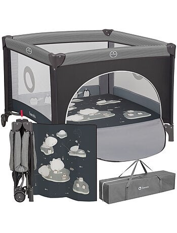 Parc Bébé LIONELO Bonnie - 100x96 cm - Matelas confortable - Roulettes - Sac de transport