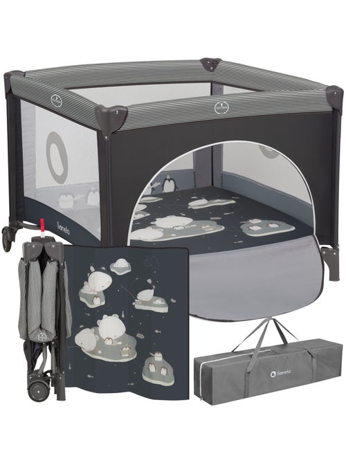 Parc Bébé LIONELO Bonnie - 100x96 cm - Matelas confortable - Roulettes - Sac de transport - Kiabi