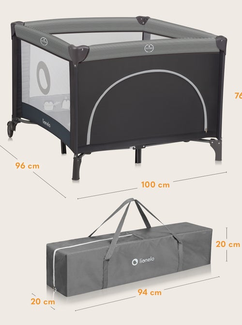Parc Bébé LIONELO Bonnie - 100x96 cm - Matelas confortable - Roulettes - Sac de transport - Kiabi
