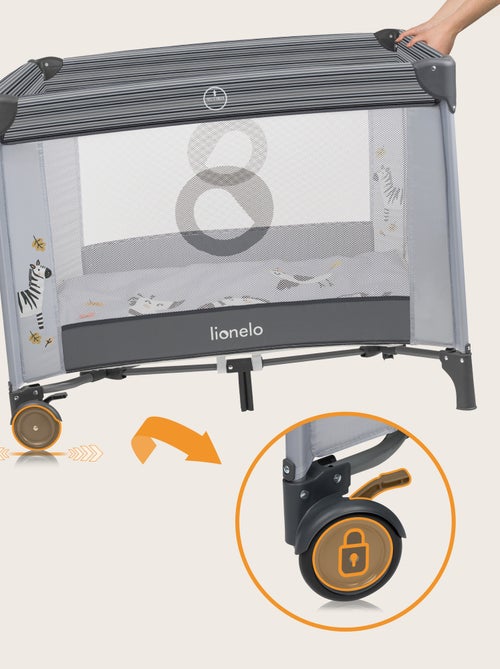 Parc Bébé LIONELO Bonnie - 100x96 cm - Matelas confortable - Roulettes - Sac de transport - Kiabi