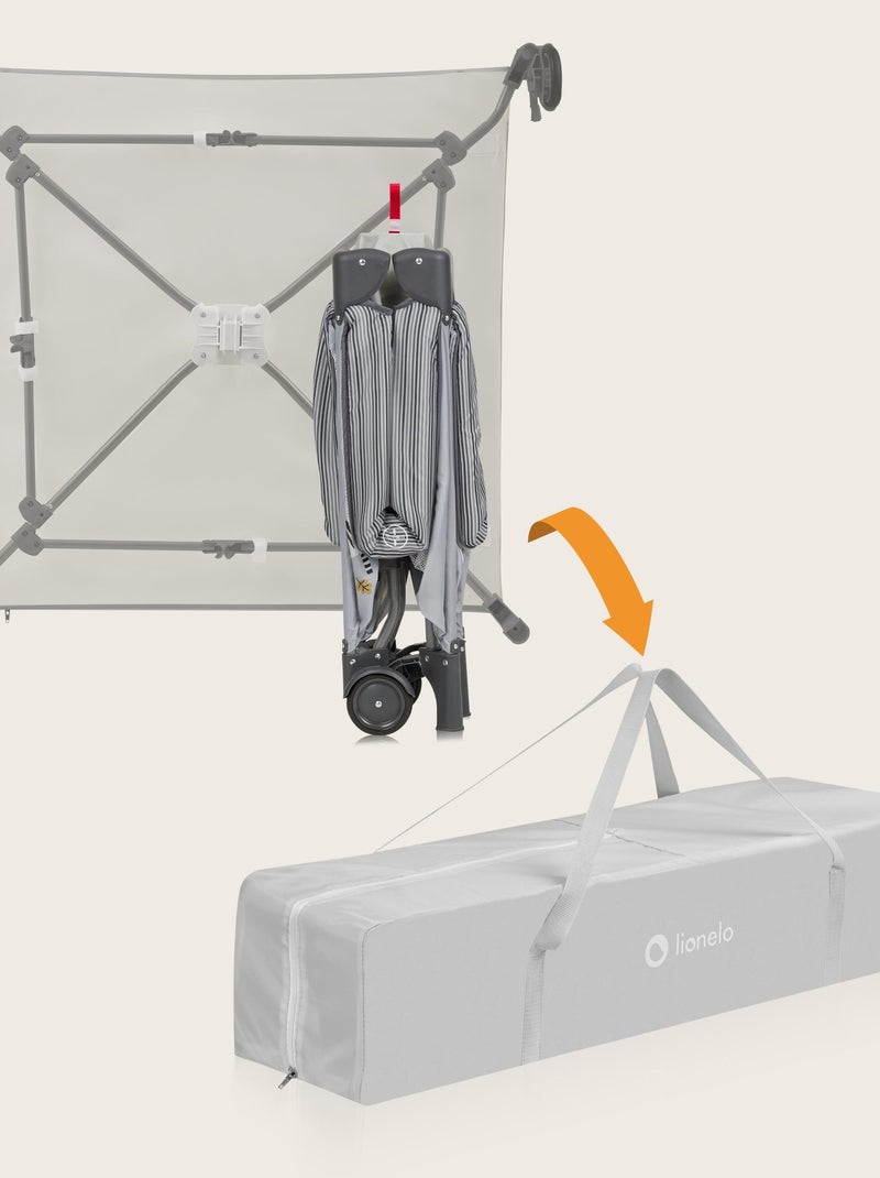 Parc Bébé LIONELO Bonnie - 100x96 cm - Matelas confortable - Roulettes - Sac de transport Gris Gris - Kiabi