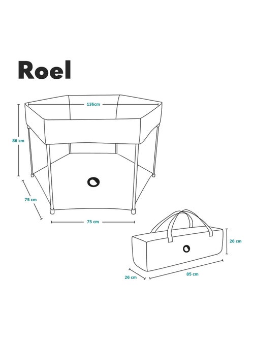 Parc bébé LIONELO Roel - Grand espace de jeu - Pliage et dépliage rapides - Taille compacte - Kiabi