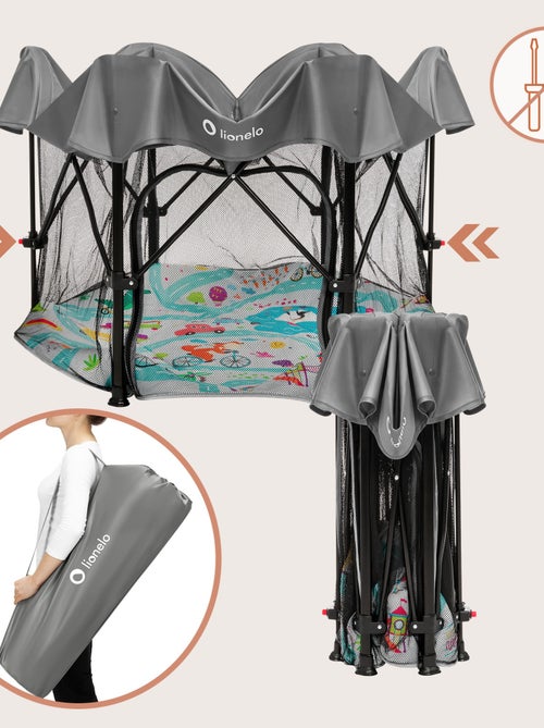 Parc bébé LIONELO Roel Plus - Grand espace de jeu -  Entrée latérale - Pliage rapides - Léger - Kiabi