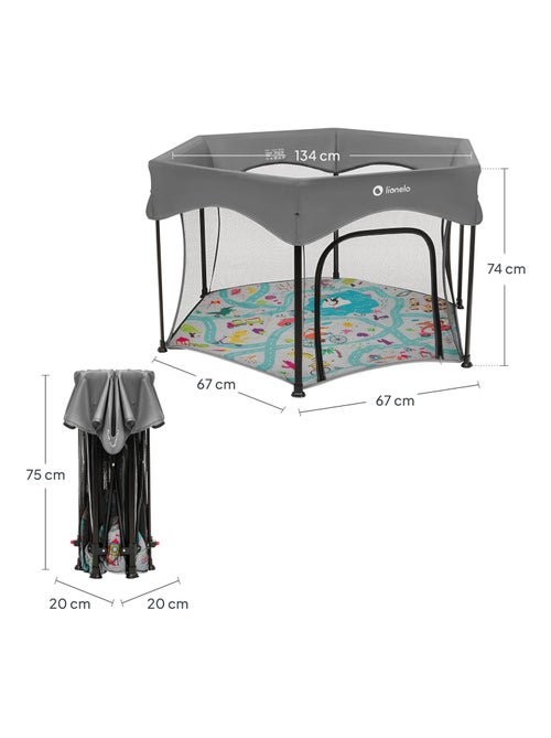 Parc bébé LIONELO Roel Plus - Grand espace de jeu -  Entrée latérale - Pliage rapides - Léger - Kiabi