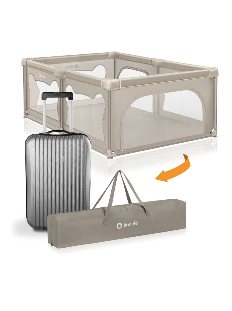 Parc bébé LIONELO Willow - Très grand espace - Côtés en maille - Grille de protection Beige - Kiabi