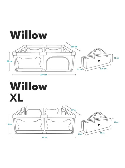 Parc bébé LIONELO Willow - Très grand espace - Côtés en maille - Grille de protection - Kiabi