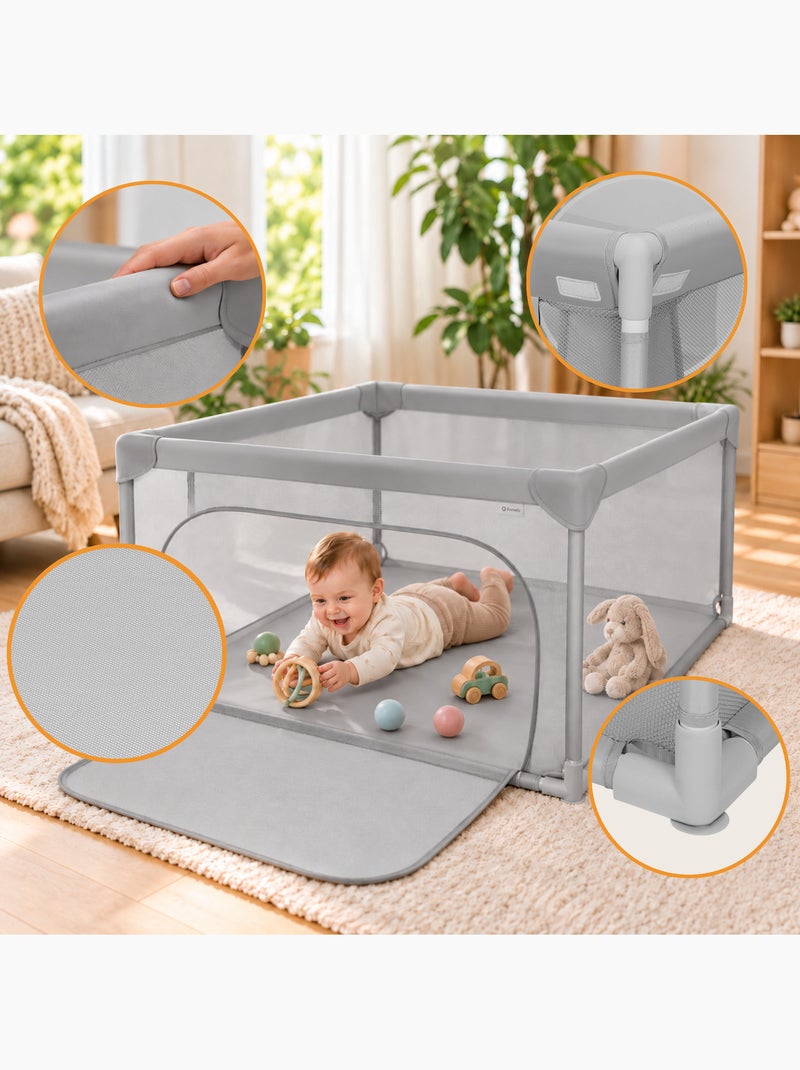 Parc bébé lionelo willow - très grand espace - côtés en maille - grille de protection Beige - Kiabi