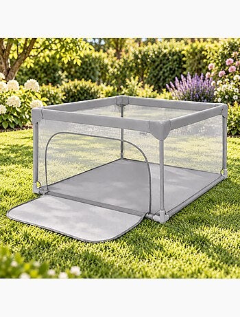 Parc bébé lionelo willow - très grand espace - côtés en maille - grille de protection