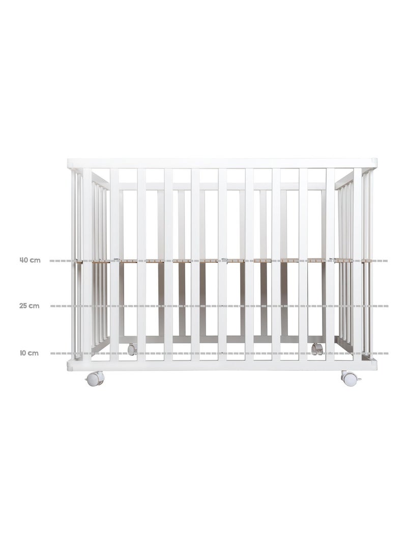 Parc bébé mobile en bois avec tapis déperlant et traversin 'Roba roba Style' Blanc Bleu ciel - Kiabi