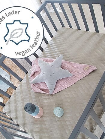 Parc bébé mobile en bois avec Tapis matelassé en cuir végan 'Roba luxe'